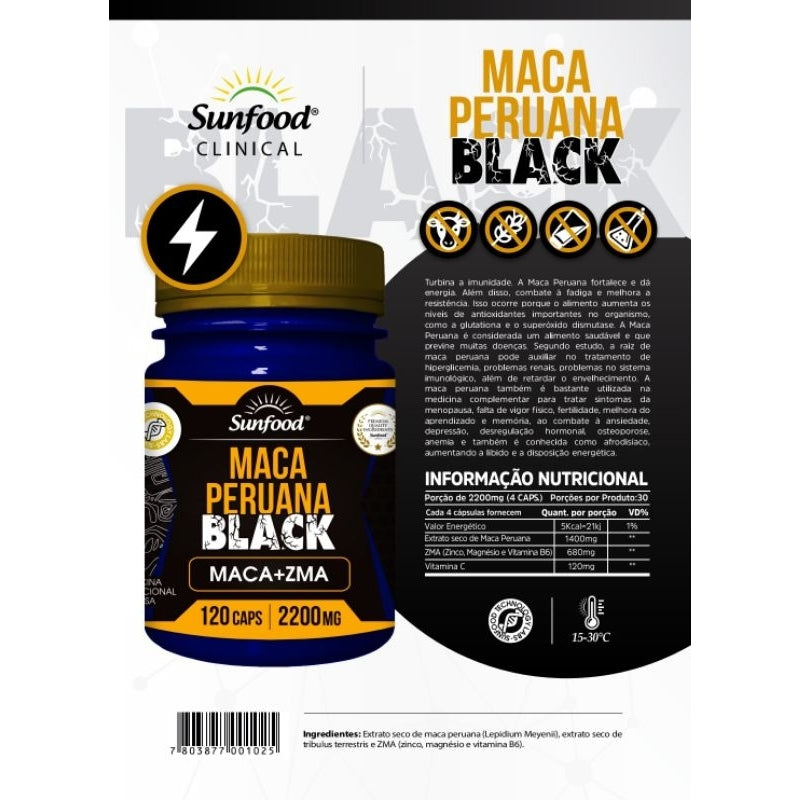 Maca Black 2200mg 120 Cápsulas Sunfood