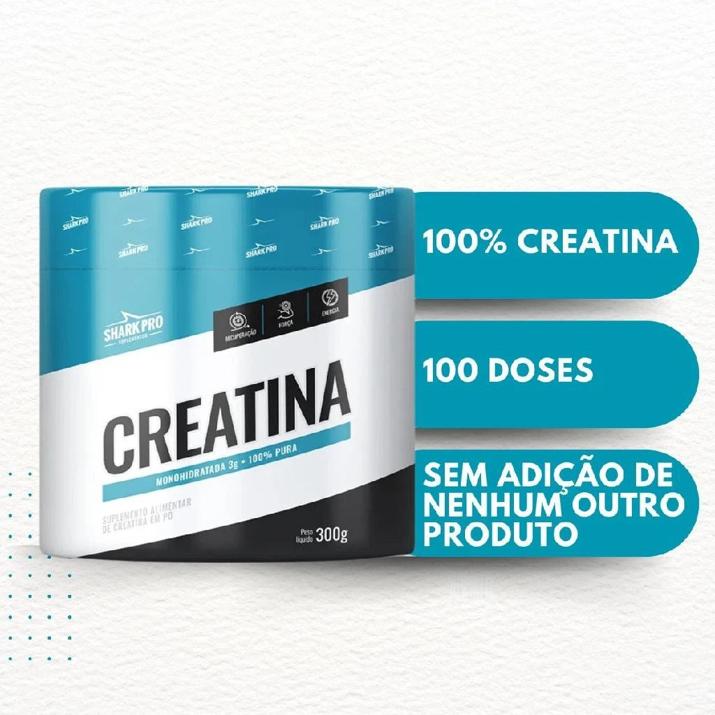 Creatina 300g Monohidratada - Shark Pro Sabor Sem Sabor